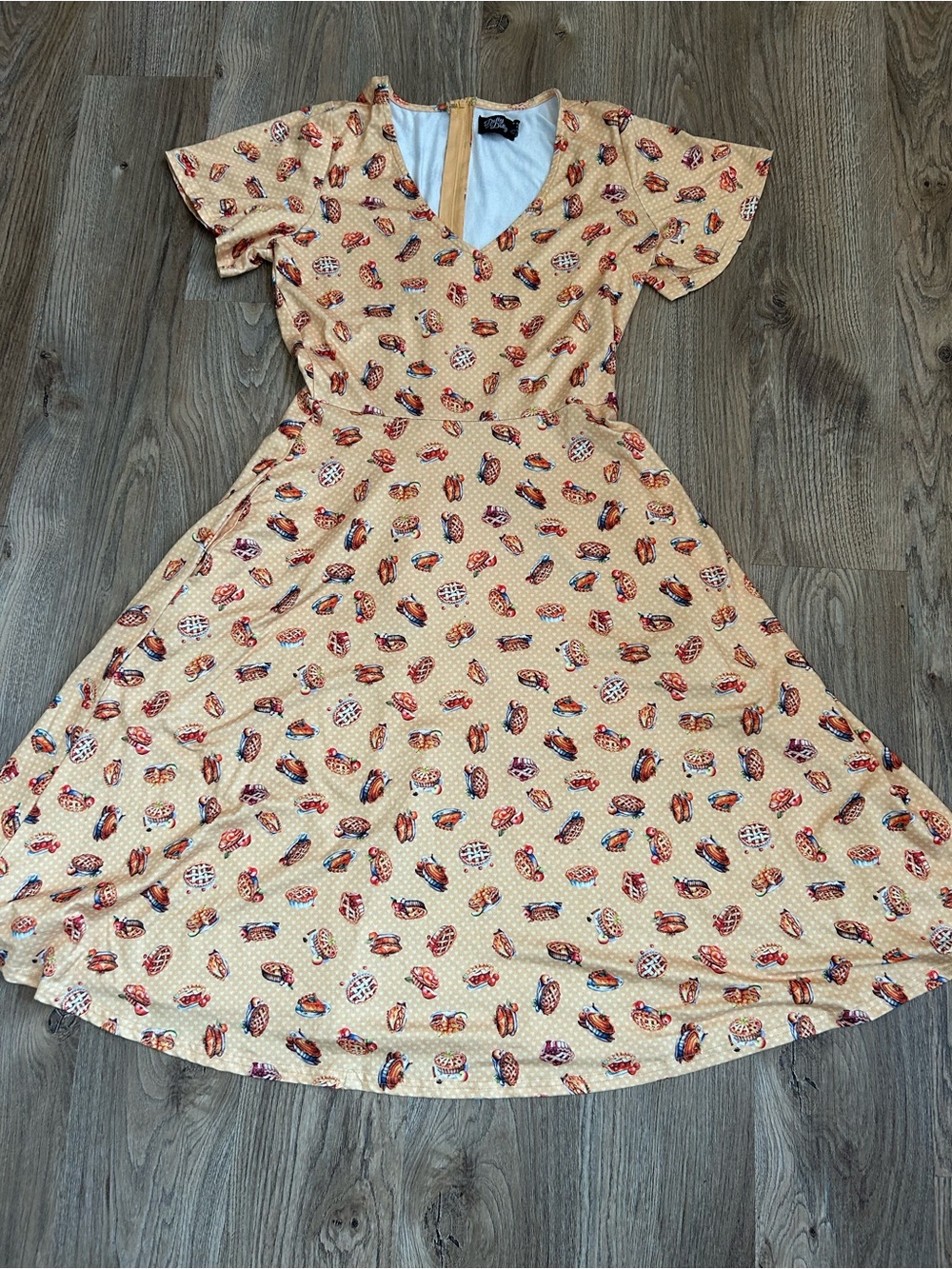 Unique Vintage Orange Pie Midi Dress